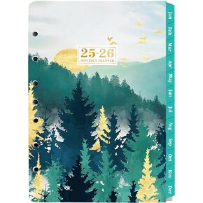 2025-2026 Monthly Planner Refill - Planner Inserts with 7-Hole Punched, from Jan. 2025 - Dec. 2026, 5-1/2" x 8-1/2", Two Pages Per Month, Planner Refills with Monthly Tabs
