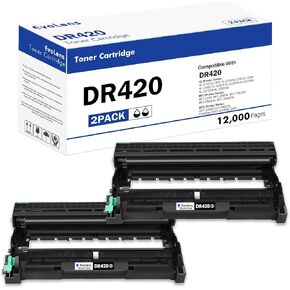DR420 High Yield Drum Unit Compatible DR-420 DR 420 Replacement for Brother HL-2130 MFC-7240 DCP-7060D IntelliFax-2840 Printer (Black, 2-Pack)