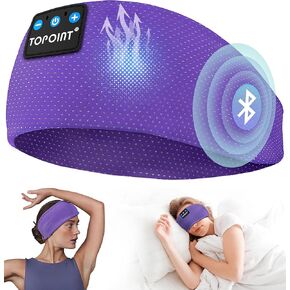 Sleep Headphones Headband Bluetooth 5.4, TOPOINT Sports Headband Earphones Sleeping Bluetooth Wireless with USB C for Women Men Sports Gifts Workout Jogging Yoga Insomnia Air Travel Meditation