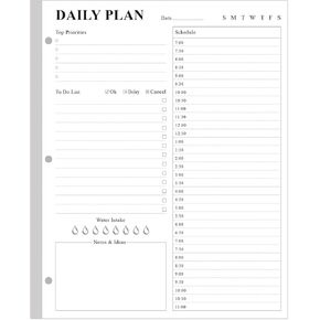 (2-Pack) Undated Daily Planner Refill - A4 Planner Inserts, 200 Sheets/400 Pages Planner and Lined Refill, 3 Hole Punched To Do List Refills, 100 gsm White Paper, 8.5'' x 11''