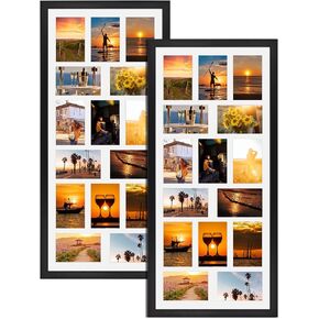 MEBRUDY 4x6 Collage Picture Frames with 15 Openings, 2 Pack Black Multi Photo Frames Display 4 x 6 Pictures with Mat for Wall Mounting in Kuwait