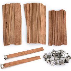50 Set Wood Candle Wicks 3 Widths, DIY Candle Making Supplies Wooden Wicks with Iron Stands for Handmade Candles Including 20Set 5.1x0.51in, 20Set 5.9x0.59in, 10Set 5.9x0.75in Natural Wood Wick