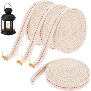 Oil Lamp Wick 26 Feet Lantern Wicks 1/2 Inch Cotton Flat Wick Replacement Oil Lanterns Wick with Red Line Kerosene Lamp Wicks for Paraffin Oil Kerosene Based Lanterns and Candle Burners