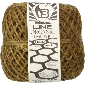 Xtreme Bee Line Hemp Wick 200 FT Spool Thick Gauge, Brown, 200 Foot
