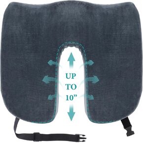 Tailbone Pain Relief Office Chair Cushion Large-18"x16"x3"-Longer 10 Inches U-Cutout,Coccyx,Sciatica Pain Relief Memory Foam Wheelchair Car Seat Cushion,But Pillow Pad for Pressure Relief, Blue Grey