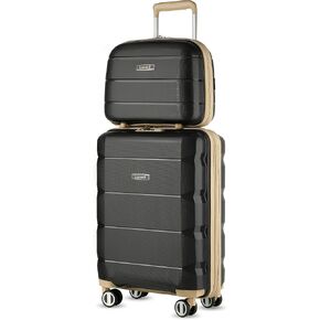 LUGGEX Carry on Luggage with Spinner Wheels, Lightweight Suitcase 2 Piece, Expandable (Grey, 14/20)