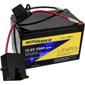 Replacement Battery Compatible with Fisher Price Power Wheels 12 Volt Battery,12V 15Ah Lifepo4 Lithium Ion Rechargeable Battery for Power Wheels Ride-On Vehicles