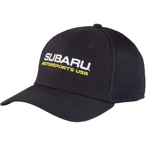 Subaru Motorsports USA New Era Stretch Mesh Cap Hat Wrx Sti Rally New Genuine (MEDIUM) Black