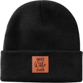 Gifts for Wife - Best Wife Ever Beanie for Women, Wife Gifts from Husband, Christmas Valentines Day Gifts for Wife Black