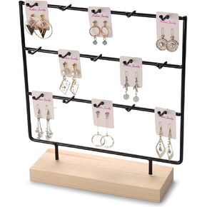 Earring Display Stand for Selling, 3 Tier Earring Rack Display Stand, Earring Holder Organizer (15 Hooks)