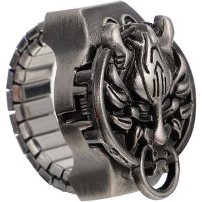 Hemobllo Vintage Finger Ring Watch Decorative Dragon Watch Zinc Alloy Round Ring Watch Flip Open Watch for Men Women Halloween Party Decoration Favors Gift Green