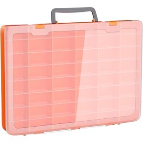 Bluedale 48 Grids Large Plastic Organizer Box with Adjustable Dividers, Beads Storage Containers Compartment Tackle Box Case for Crafts Hobby Small Parts Fishing Seeds Jewelry (Orange)