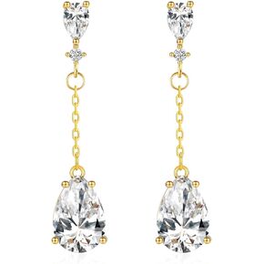 Platinum-Plated or 18K Gold Plated Cubic Zirconia Teardrop Dangle Earrings for Women