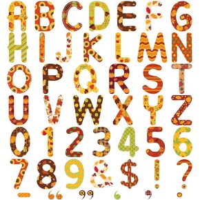 Faccito 176 Pcs Fall Bulletin Board Decorations Letters and Numbers Alphabet Cutouts Thanksgiving Theme Punctuation Symbol Accents for Classroom Preschool Teacher Kids Toddler Autumn Chalkboard Decor