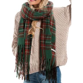 Coume Women's Fashion Scarves Christmas Plaid Scarf Buffalo Plaid Winter Scarf Cashmere Feel Scarf Tartan Gifts