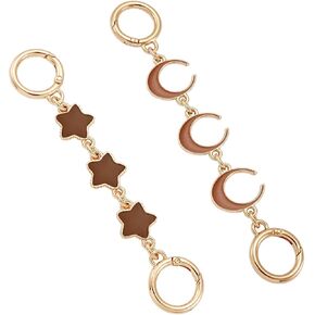 Anbys 2Pcs Bag Extender Chain Purse Strap Extender for Handbags Purse Extender Chain Purse Strap Replacement Accessories Bag Charms (Coffee Heart/Moon)