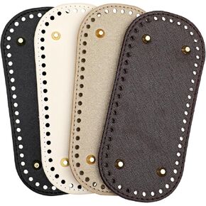AHQiZFX 4 Pcs Bag Bases for Crochet 4 Colors Leather Bag Bottom Pad, Long Oval Purse Bottom Shaper Pad for Bags Cushion Base with Holes for DIY Crochet Bag Shoulder Bags Purse Crafts Making