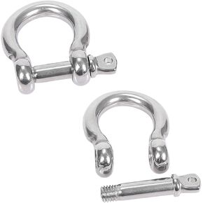 2 Pack D Ring Shackles 3/8 Inch 1.13 Ton (2500 lbs) Maximum Break Strength 304 Stainless Steel Heavy Duty D-Ring Shackle with Screw Pin for Tow Strap Winch Off-Road Truck Vehicle Recovery