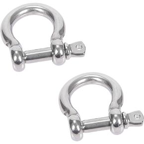 2 Pack D Ring Shackles 3/8 Inch 1.13 Ton (2500 lbs) Maximum Break Strength 304 Stainless Steel Heavy Duty D-Ring Shackle with Screw Pin for Tow Strap Winch Off-Road Truck Vehicle Recovery