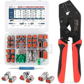 JRready IP68 Deutsch Connector Kit,DW5005 DT Connector Kit with Deutsch Crimp Tool,2 3 4 6 8 12 Pin Waterproof Connector with #16 Stamped Contacts(14-18AWG)/Deutsch Pin Removal Tool