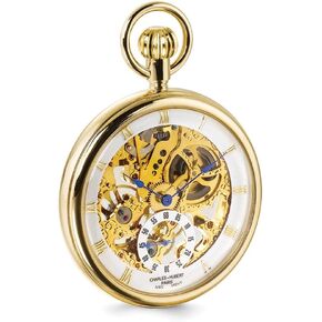 Sonia Jewels Charles Hubert IP-Plated Full Skeleton Dial Pocket Watch 14.5"