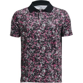 Under Armour Boy's Performance Novelty Polo (Big Kids) Black/Rebel Pink/Black LG (14-16 Big Kid)