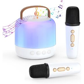 آلة كاريوكي صغيرة للأطفال، مكبر صوت بلوتوث محمول مع 2 ميكروفونات لاسلكية، مشغل موسيقى MP3 هدايا عيد الميلاد للفتيات في سن 3، 4، 5، 6، 7، 8، 9، 10 سنوات فما فوق حفلة منزلية عائلية in Kuwait