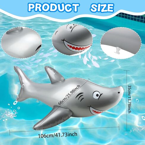4 عبوات من أسماك القرش القابلة للنفخ مقاس 40 بوصة، حيوانات القرش الكبيرة القابلة للنفخ من مادة PVC القابلة للنفخ، لعبة حمام السباحة العائمة للشاطئ الصيفي، مستلزمات حفلات البحر والمحيط in Kuwait