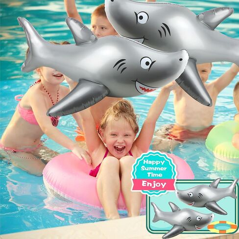 4 عبوات من أسماك القرش القابلة للنفخ مقاس 40 بوصة، حيوانات القرش الكبيرة القابلة للنفخ من مادة PVC القابلة للنفخ، لعبة حمام السباحة العائمة للشاطئ الصيفي، مستلزمات حفلات البحر والمحيط in Kuwait