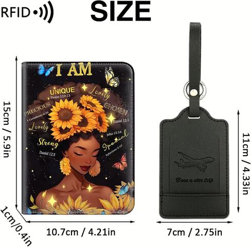 حامل جواز السفر مع مجموعة بطاقات الأمتعة، غطاء جواز السفر مع حجب RFID، محفظة جواز السفر متعددة الفتحات، حامل مستندات السفر من الجلد المقاوم للماء للنساء والرجال، حافظة جواز السفر للمرأة الأمريكية الأفريقية in Saudi Arabia