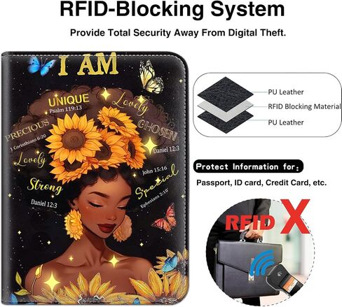 حامل جواز السفر مع مجموعة بطاقات الأمتعة، غطاء جواز السفر مع حجب RFID، محفظة جواز السفر متعددة الفتحات، حامل مستندات السفر من الجلد المقاوم للماء للنساء والرجال، حافظة جواز السفر للمرأة الأمريكية الأفريقية in Saudi Arabia