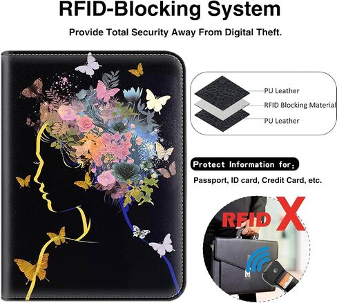 حامل جواز السفر مع مجموعة بطاقات الأمتعة، غطاء جواز السفر مع حجب RFID، محفظة جواز السفر متعددة الفتحات، حامل مستندات السفر من الجلد المقاوم للماء للنساء والرجال، حافظة جواز السفر للمرأة الأمريكية الأفريقية in Saudi Arabia