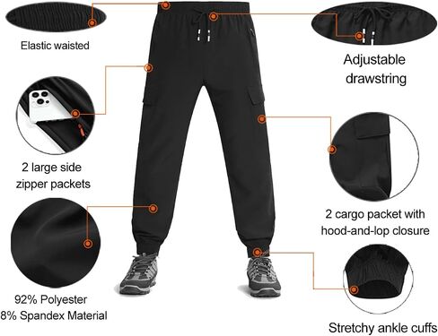 Boys Cargo Joggers Pants Outdoor Youth Quick Dry Hiking Pants Lightweight Athletic Pants with Zipper Pockets in Kuwait