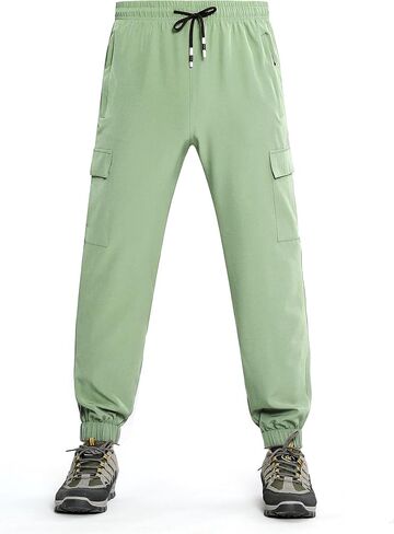 Boys Cargo Joggers Pants Outdoor Youth Quick Dry Hiking Pants Lightweight Athletic Pants with Zipper Pockets in Kuwait