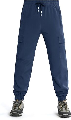 Boys Cargo Joggers Pants Outdoor Youth Quick Dry Hiking Pants Lightweight Athletic Pants with Zipper Pockets in Kuwait
