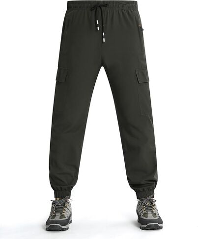 Boys Cargo Joggers Pants Outdoor Youth Quick Dry Hiking Pants Lightweight Athletic Pants with Zipper Pockets in Kuwait