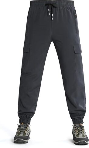 Boys Cargo Joggers Pants Outdoor Youth Quick Dry Hiking Pants Lightweight Athletic Pants with Zipper Pockets in Kuwait