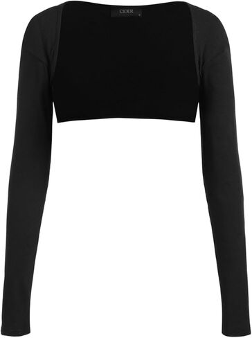 CIDER Solid Collarless Long Sleeve Crop Shrug in Saudi Arabia