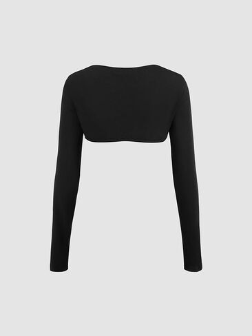 CIDER Solid Collarless Long Sleeve Crop Shrug in Saudi Arabia