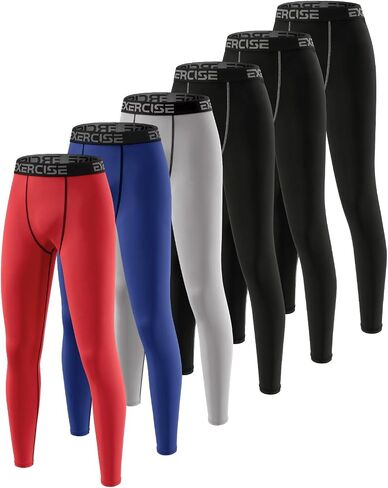 Youth Boys' Compression Leggings Pants Tights for Sports Boys Athletic Leggings Workout Base Layer Pants in Saudi Arabia