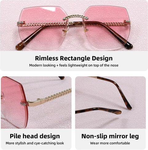 Women's Polarized Sunglasses - Unique Tortoise Shell Round Design, HD UV400 Protection, Lightweight Rimless Frame in Saudi Arabia