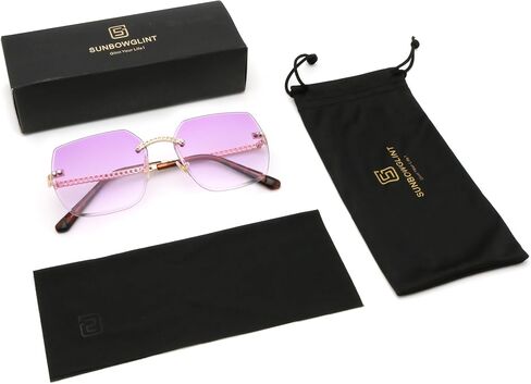 Women's Polarized Sunglasses - Unique Tortoise Shell Round Design, HD UV400 Protection, Lightweight Rimless Frame in Saudi Arabia