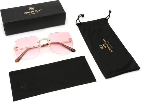 Women's Polarized Sunglasses - Unique Tortoise Shell Round Design, HD UV400 Protection, Lightweight Rimless Frame in Saudi Arabia