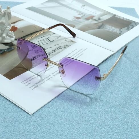 Women's Polarized Sunglasses - Unique Tortoise Shell Round Design, HD UV400 Protection, Lightweight Rimless Frame in Saudi Arabia