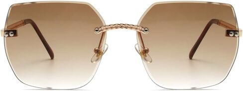 Women's Polarized Sunglasses - Unique Tortoise Shell Round Design, HD UV400 Protection, Lightweight Rimless Frame in Saudi Arabia