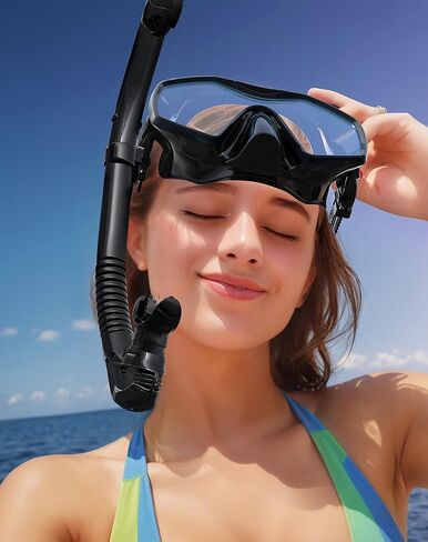 Snorkeling Gear for Adults, Dry Top Snorkel Mask Adult 2 Packs, Snorkel Set with 180°Panoramic Wide View, Anti-Fog Scuba Diving Mask for Snorkeling Swimming Travel in Kuwait
