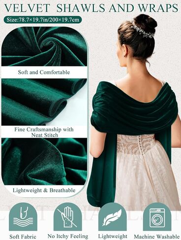 Geyoga Women Velvet Scarfs Shawls and Wraps for Evening Dresses Wedding Shawl Wraps Bridal Scarve in Saudi Arabia
