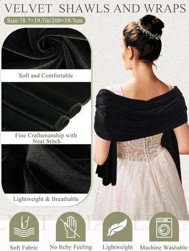 Geyoga Women Velvet Scarfs Shawls and Wraps for Evening Dresses Wedding Shawl Wraps Bridal Scarve in Saudi Arabia