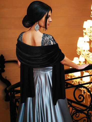 Geyoga Women Velvet Scarfs Shawls and Wraps for Evening Dresses Wedding Shawl Wraps Bridal Scarve in Saudi Arabia