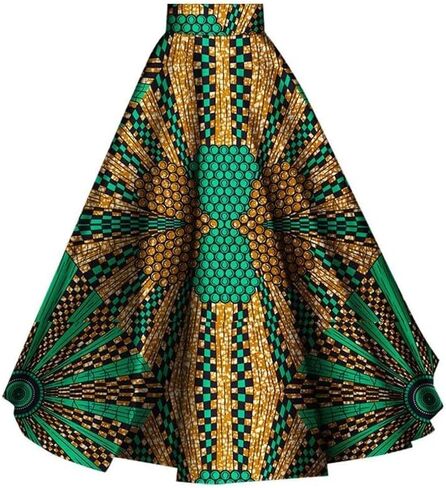 iooiooi African Skirt for Women Ankle Length Cotton Dashiki Print Long Skirt in Kuwait